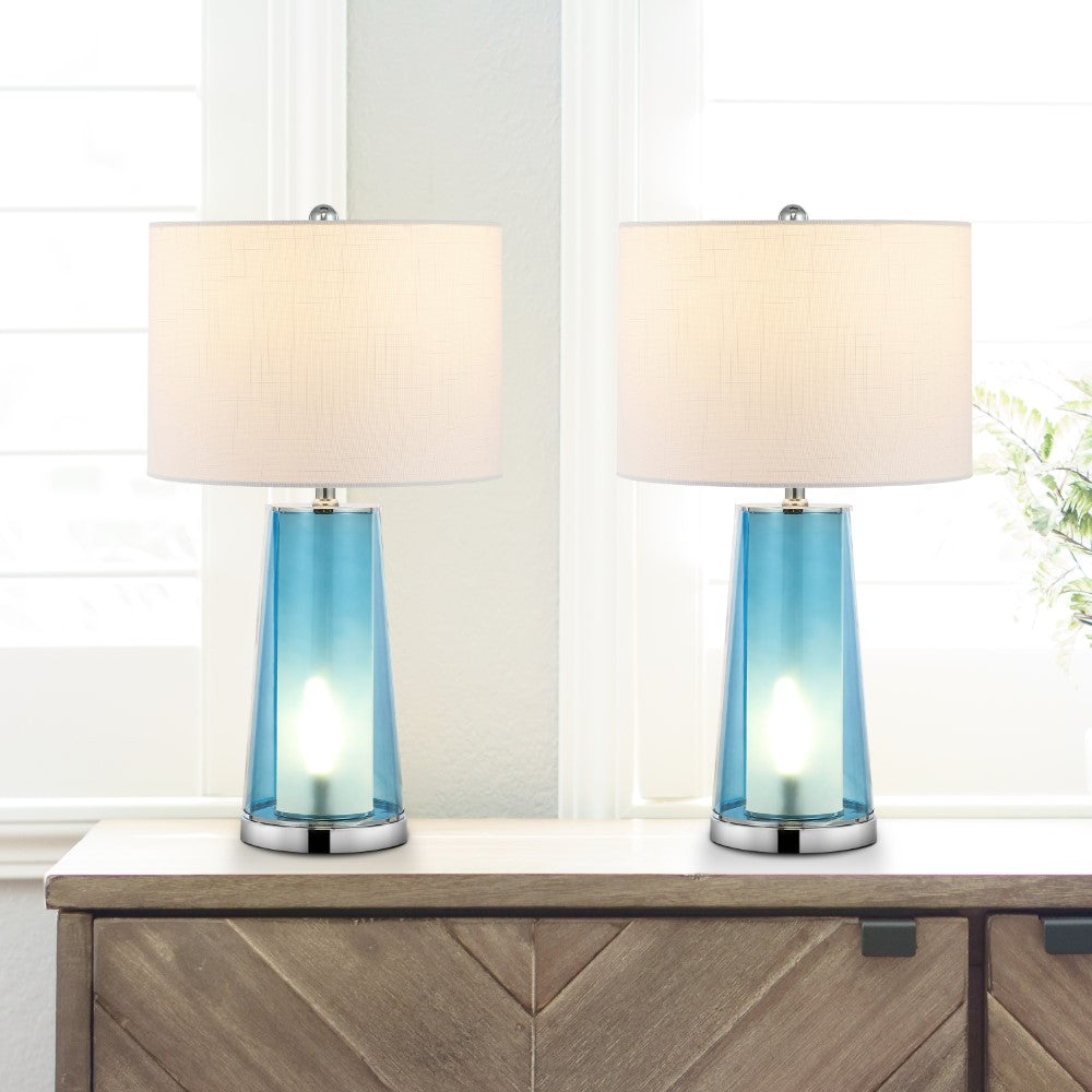 Portable Modern Minimalist Glass/Iron Nightlight LED Table Lamp Set 2