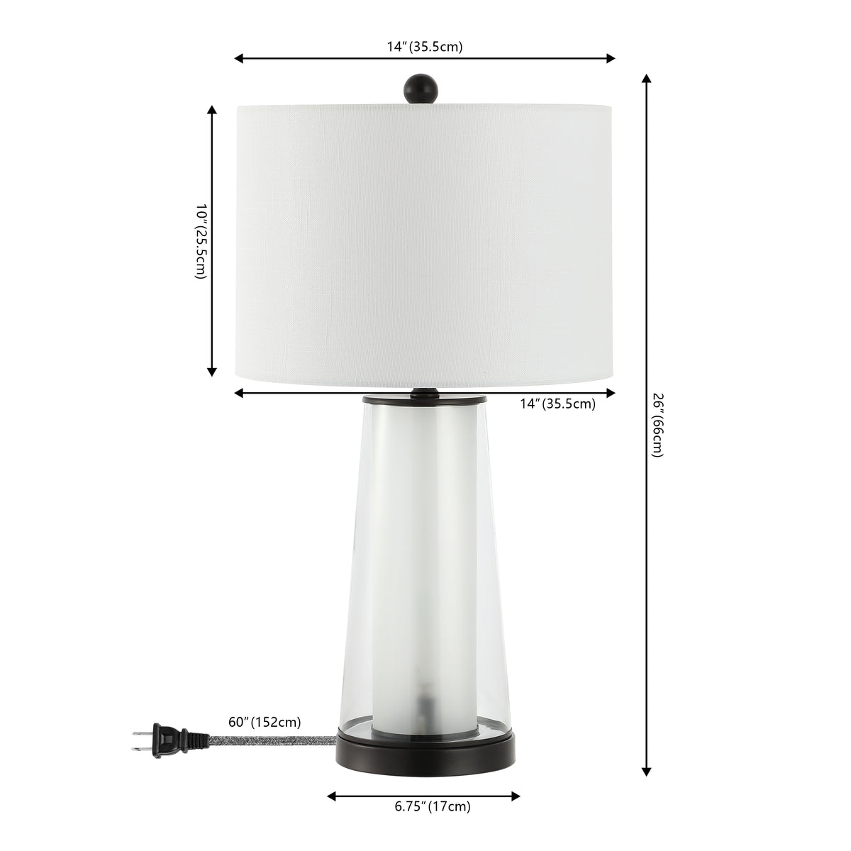 Retro 26" Modern Minimalist Glass/Iron Nightlight LED Table Lamp Set 2