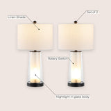 Retro 26" Modern Minimalist Glass/Iron Nightlight LED Table Lamp Set 2