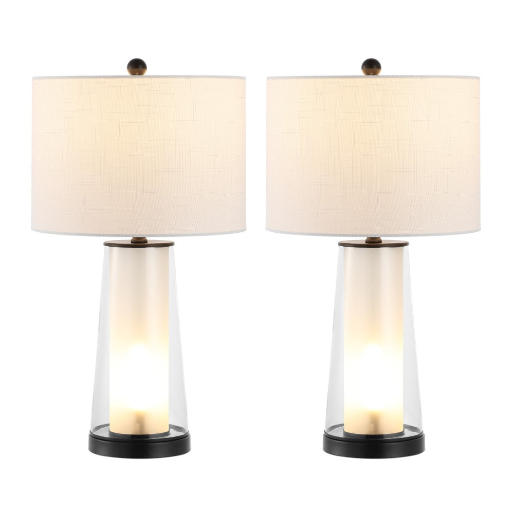 Retro 26" Modern Minimalist Glass/Iron Nightlight LED Table Lamp Set 2