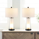 Retro 26" Modern Minimalist Glass/Iron Nightlight LED Table Lamp Set 2