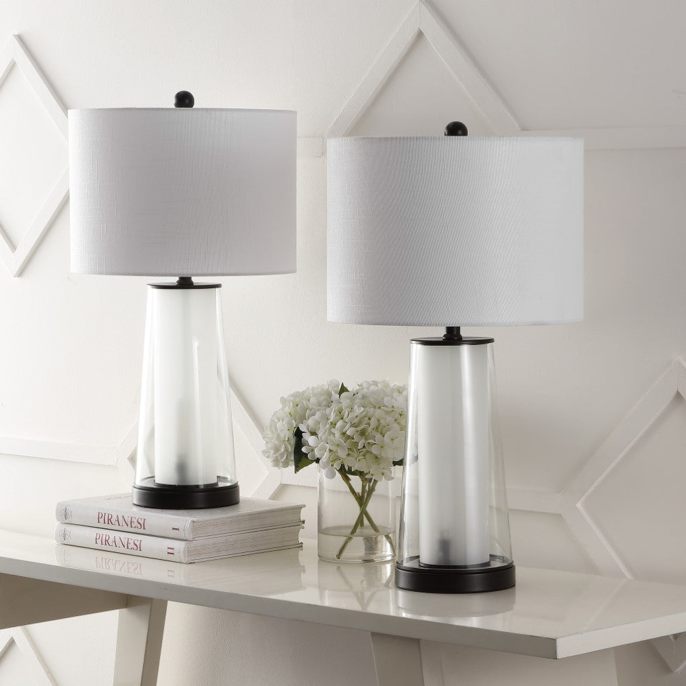 Retro 26" Modern Minimalist Glass/Iron Nightlight LED Table Lamp Set 2