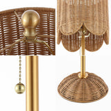 Cape 27.5" Coastal Bohemian Rattan/Iron Scalloped Buffet LED Table Lamp with Pull Chain (Set of 2) Set 2