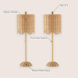 Cape 27.5" Coastal Bohemian Rattan/Iron Scalloped Buffet LED Table Lamp with Pull Chain (Set of 2) Set 2
