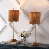Cape 27.5" Coastal Bohemian Rattan/Iron Scalloped Buffet LED Table Lamp with Pull Chain (Set of 2) Set 2