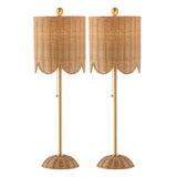 Cape 27.5" Coastal Bohemian Rattan/Iron Scalloped Buffet LED Table Lamp with Pull Chain (Set of 2) Set 2
