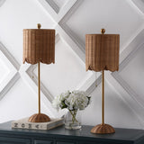 Cape 27.5" Coastal Bohemian Rattan/Iron Scalloped Buffet LED Table Lamp with Pull Chain (Set of 2) Set 2