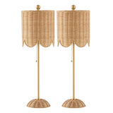 Cape 27.5" Coastal Bohemian Rattan/Iron Scalloped Buffet LED Table Lamp with Pull Chain (Set of 2) Set 2