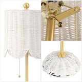 Cape 27.5" Coastal Bohemian Rattan/Iron Scalloped Buffet LED Table Lamp with Pull Chain (Set of 2) Set 2