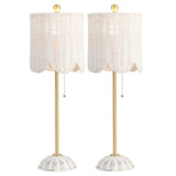 Cape 27.5" Coastal Bohemian Rattan/Iron Scalloped Buffet LED Table Lamp with Pull Chain (Set of 2) Set 2