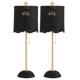 Cape 27.5" Coastal Bohemian Rattan/Iron Scalloped Buffet LED Table Lamp with Pull Chain (Set of 2) Set 2