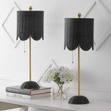Cape 27.5" Coastal Bohemian Rattan/Iron Scalloped Buffet LED Table Lamp with Pull Chain (Set of 2) Set 2