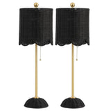 Cape 27.5" Coastal Bohemian Rattan/Iron Scalloped Buffet LED Table Lamp with Pull Chain (Set of 2) Set 2