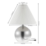 Louisa 22.5" Mid-Century Modern Round Glass/Iron Pleated Shade LED Table Lamp