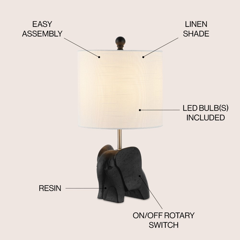 Koda Eclectic Southwestern Resin/Iron Elephant LED Kids Table Lamp