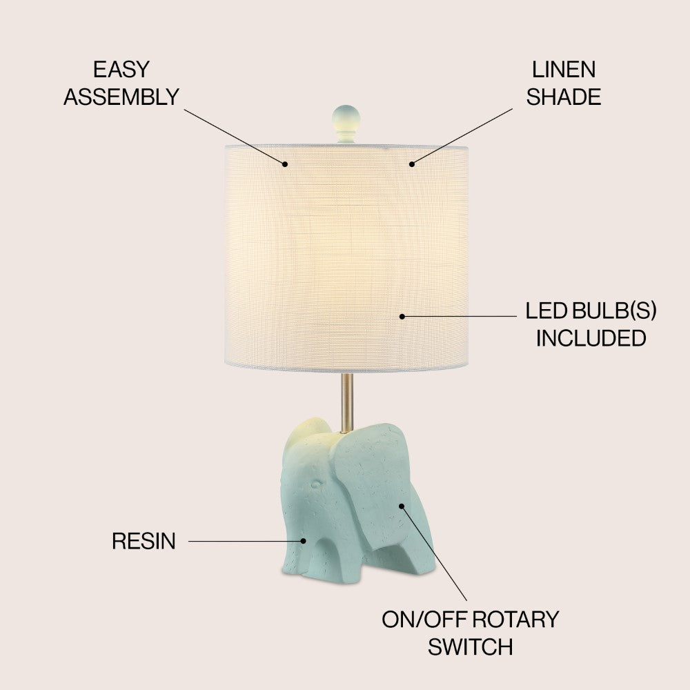 Koda Eclectic Southwestern Resin/Iron Elephant LED Kids Table Lamp