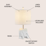Koda Eclectic Southwestern Resin/Iron Elephant LED Kids Table Lamp