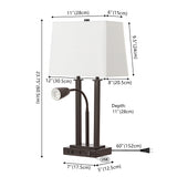 Cinkeda 23.75" 2-Light Modern Farmhouse Metal LED Table Lamp with USB Charging port