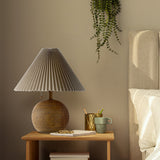 Nordic 17.25" Coastal Scandinavian Resin/Iron Sphere LED Table Lamp with Pleated Shade and Pull Chain