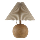 Nordic 17.25" Coastal Scandinavian Resin/Iron Sphere LED Table Lamp with Pleated Shade and Pull Chain