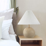 Nordic 17.25" Coastal Scandinavian Resin/Iron Sphere LED Table Lamp with Pleated Shade and Pull Chain