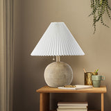 Nordic 17.25" Coastal Scandinavian Resin/Iron Sphere LED Table Lamp with Pleated Shade and Pull Chain
