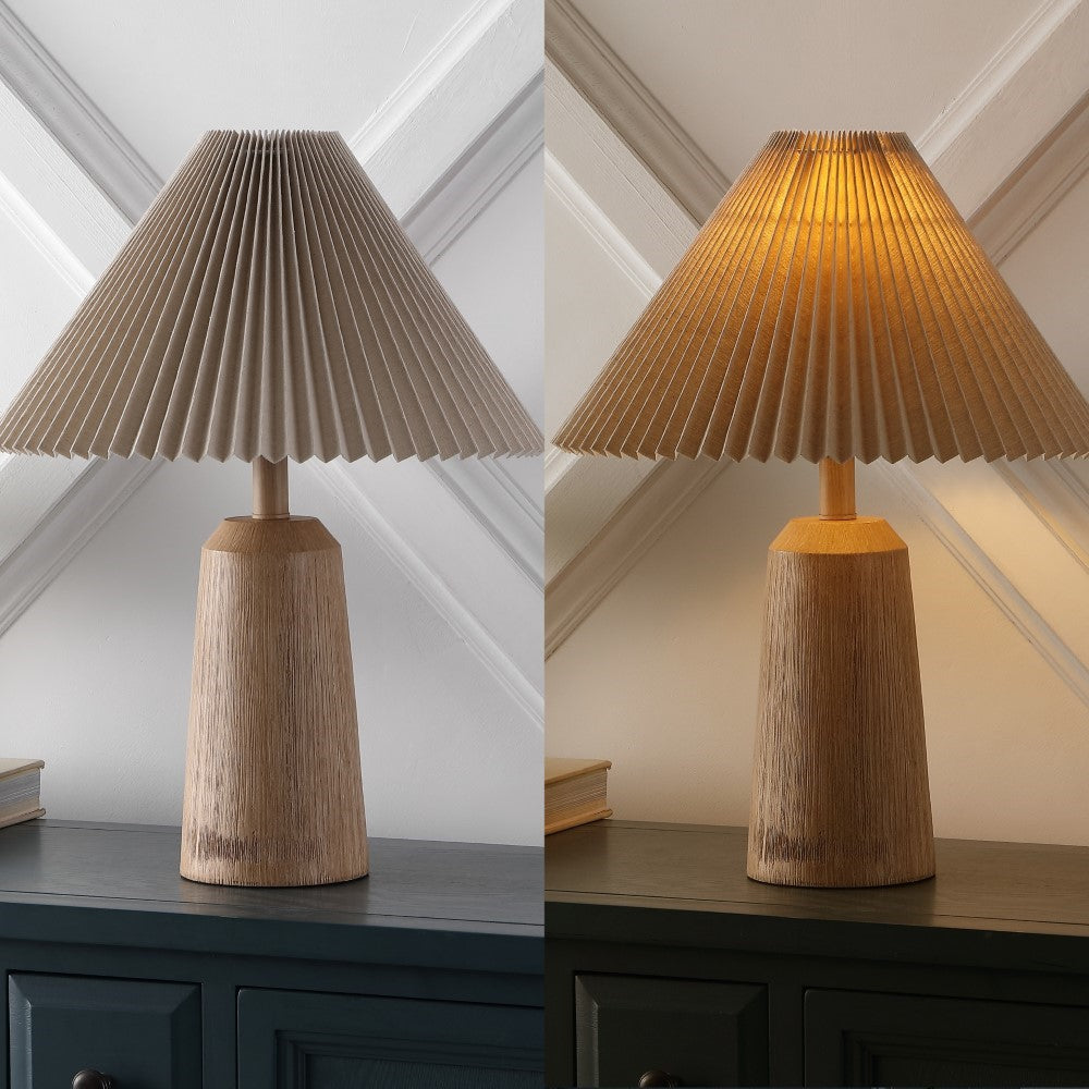 Ishika 20.5" Rustic Scandinavian Resin/Iron Lighthouse LED Table Lamp with Pleated Shade