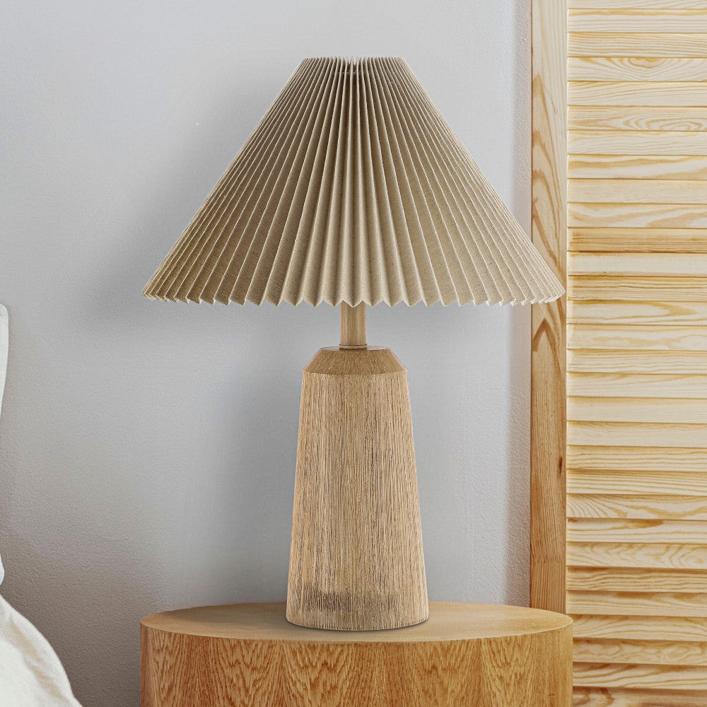 Ishika 20.5" Rustic Scandinavian Resin/Iron Lighthouse LED Table Lamp with Pleated Shade