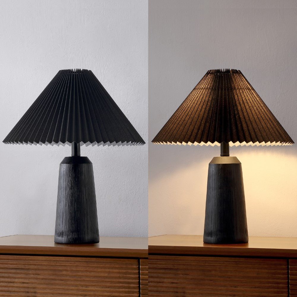 Ishika 20.5" Rustic Scandinavian Resin/Iron Lighthouse LED Table Lamp with Pleated Shade