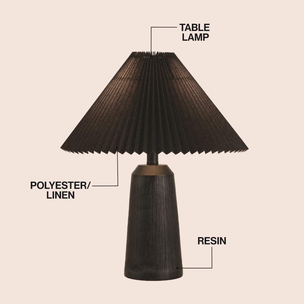 Ishika 20.5" Rustic Scandinavian Resin/Iron Lighthouse LED Table Lamp with Pleated Shade