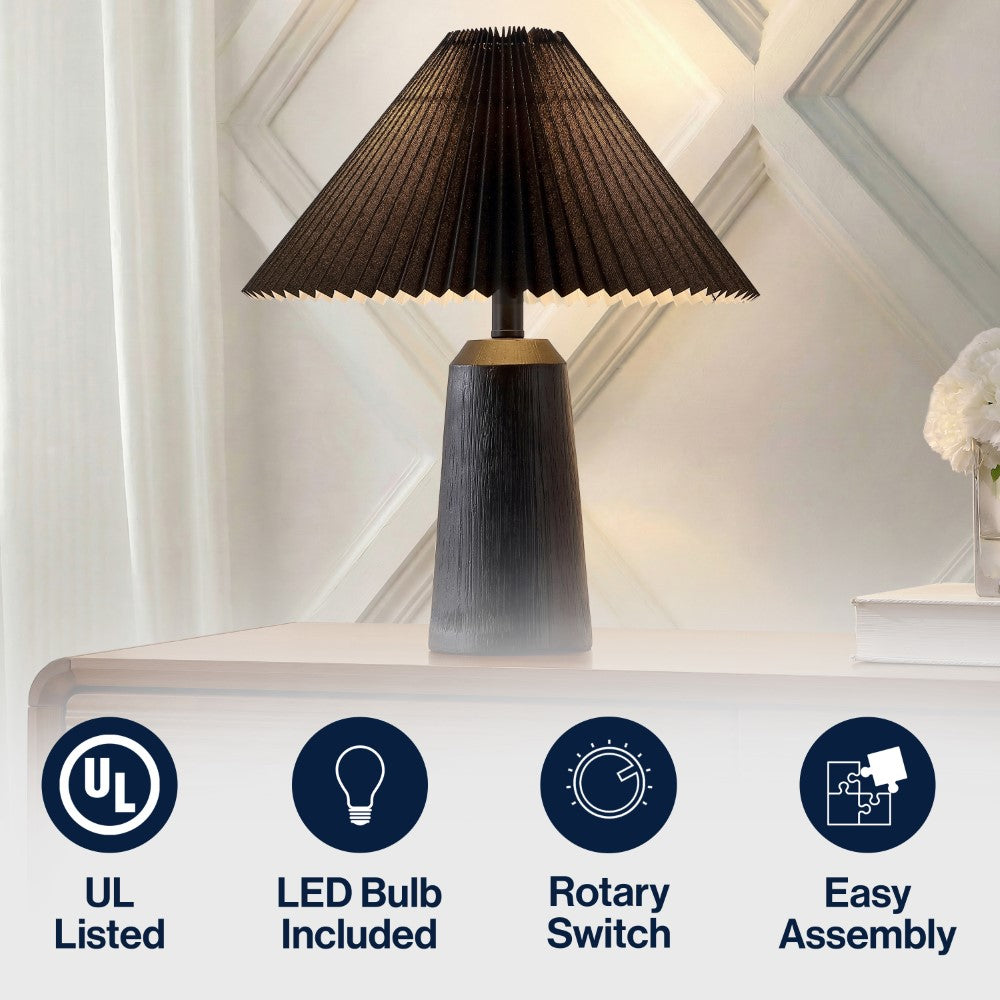 Ishika 20.5" Rustic Scandinavian Resin/Iron Lighthouse LED Table Lamp with Pleated Shade