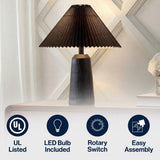 Ishika 20.5" Rustic Scandinavian Resin/Iron Lighthouse LED Table Lamp with Pleated Shade