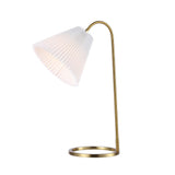 Pauly 22" Modern Glam Metal Arc Adjustable Head LED Table Lamp with Pleated Shade