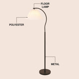 Homesake 60.5" Modern Glam Metal Arc LED Floor Lamp with Pleated Shade