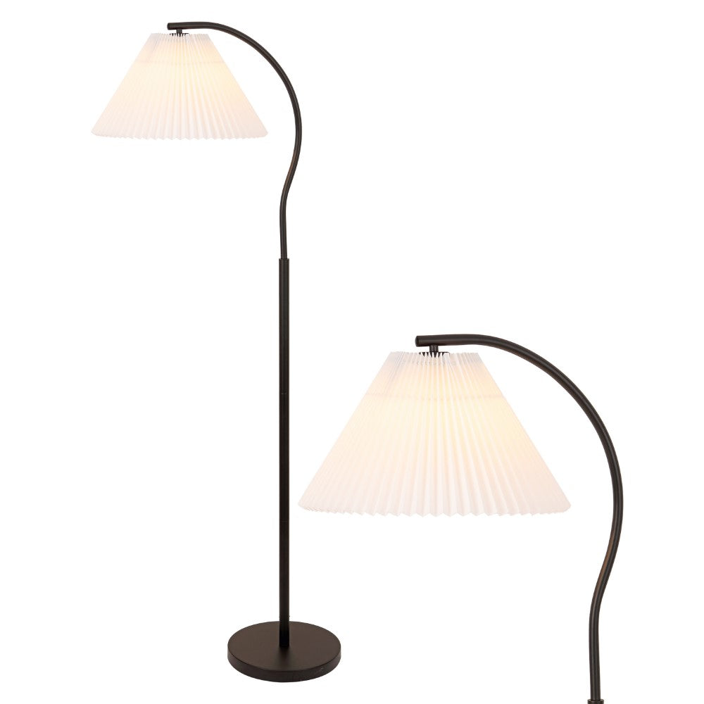 Homesake 60.5" Modern Glam Metal Arc LED Floor Lamp with Pleated Shade