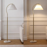 Homesake 60.5" Modern Glam Metal Arc LED Floor Lamp with Pleated Shade