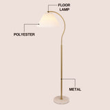 Homesake 60.5" Modern Glam Metal Arc LED Floor Lamp with Pleated Shade