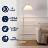 Homesake 60.5" Modern Glam Metal Arc LED Floor Lamp with Pleated Shade