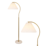 Homesake 60.5" Modern Glam Metal Arc LED Floor Lamp with Pleated Shade