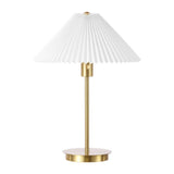 Kenroy 21.25" Modern Glam Metal Column LED Table Lamp with USB Charging Port and Pleated Shade