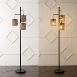 Sucolite 70.75" 3-Light Mid-Century Bohemian Metal/Rope LED Floor Lamp