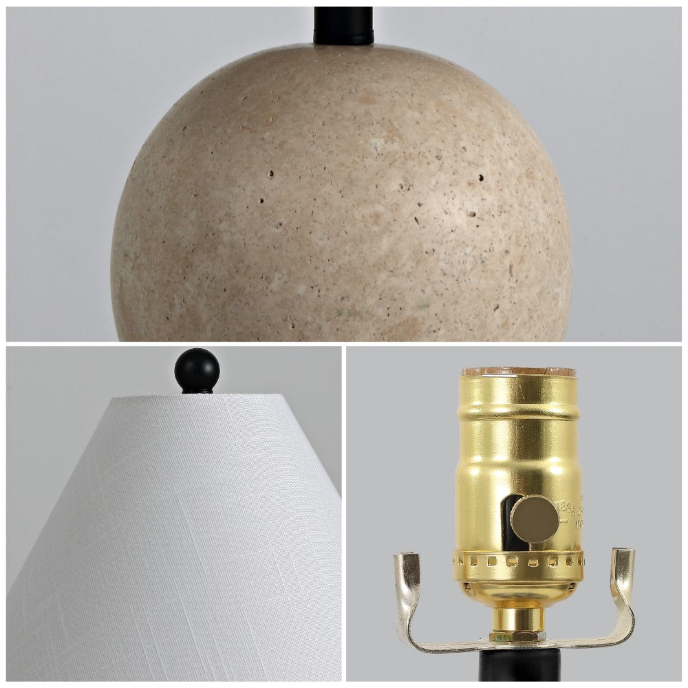 Talenor 16" Modern Minimalist Travertine Globe LED Table Lamp