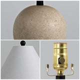 Talenor 16" Modern Minimalist Travertine Globe LED Table Lamp