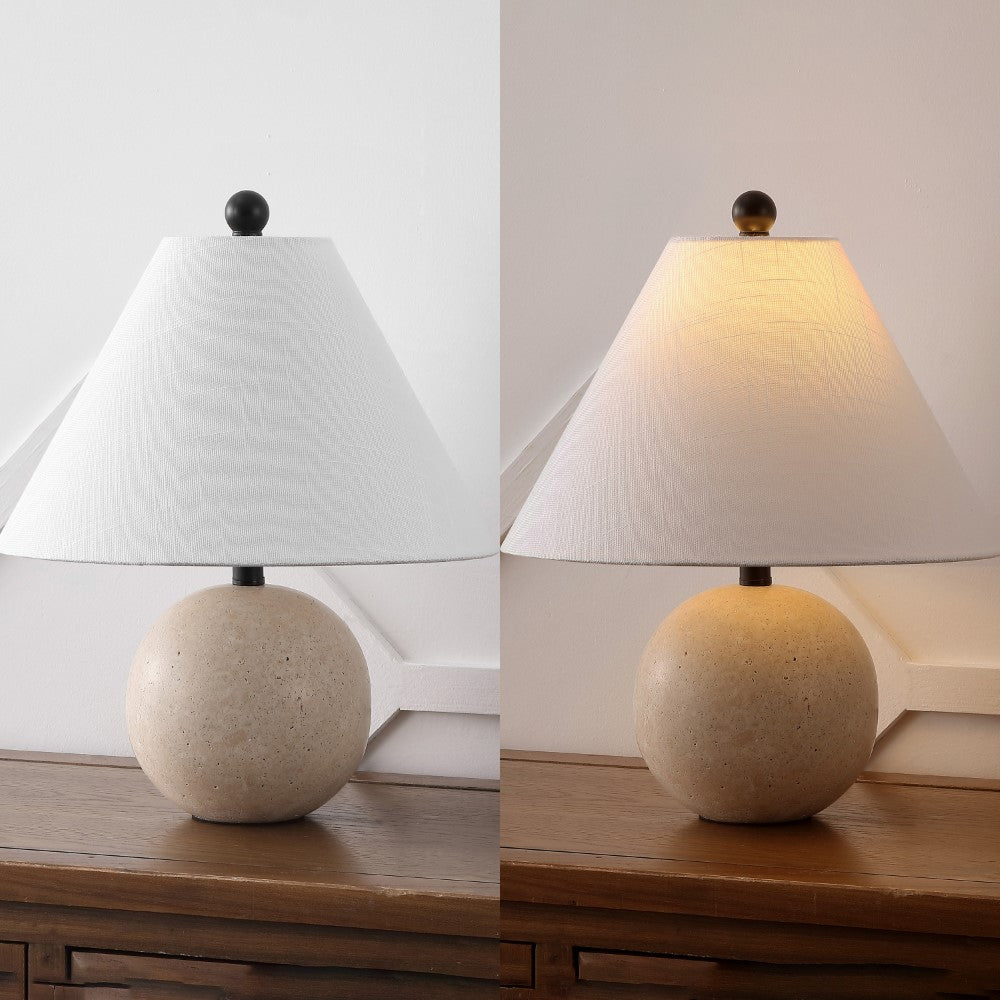 Talenor 16" Modern Minimalist Travertine Globe LED Table Lamp