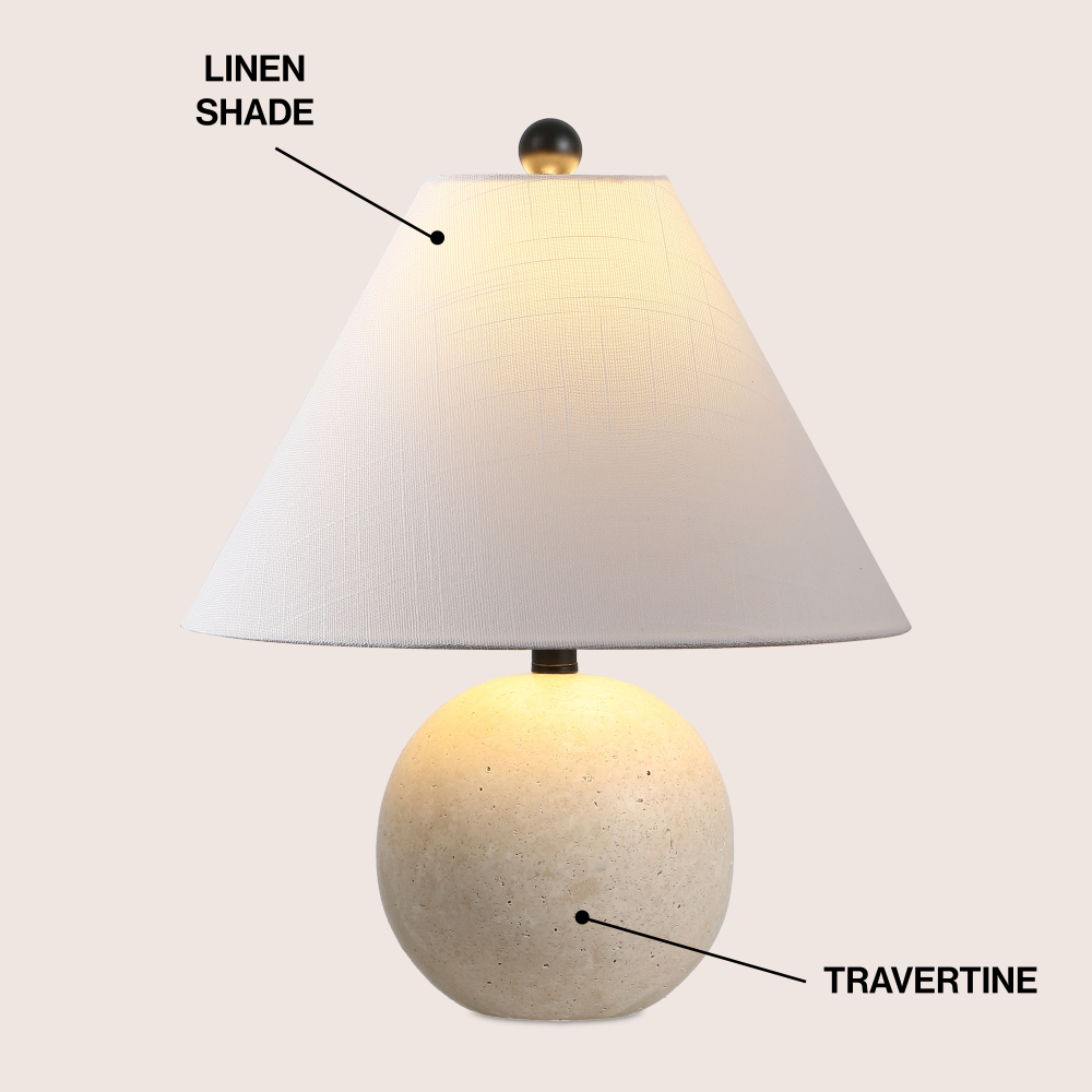 Talenor 16" Modern Minimalist Travertine Globe LED Table Lamp