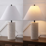 Lagoon 22.50" Modern Minimalist Travertine Column LED Table Lamp
