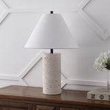 Lagoon 22.50" Modern Minimalist Travertine Column LED Table Lamp
