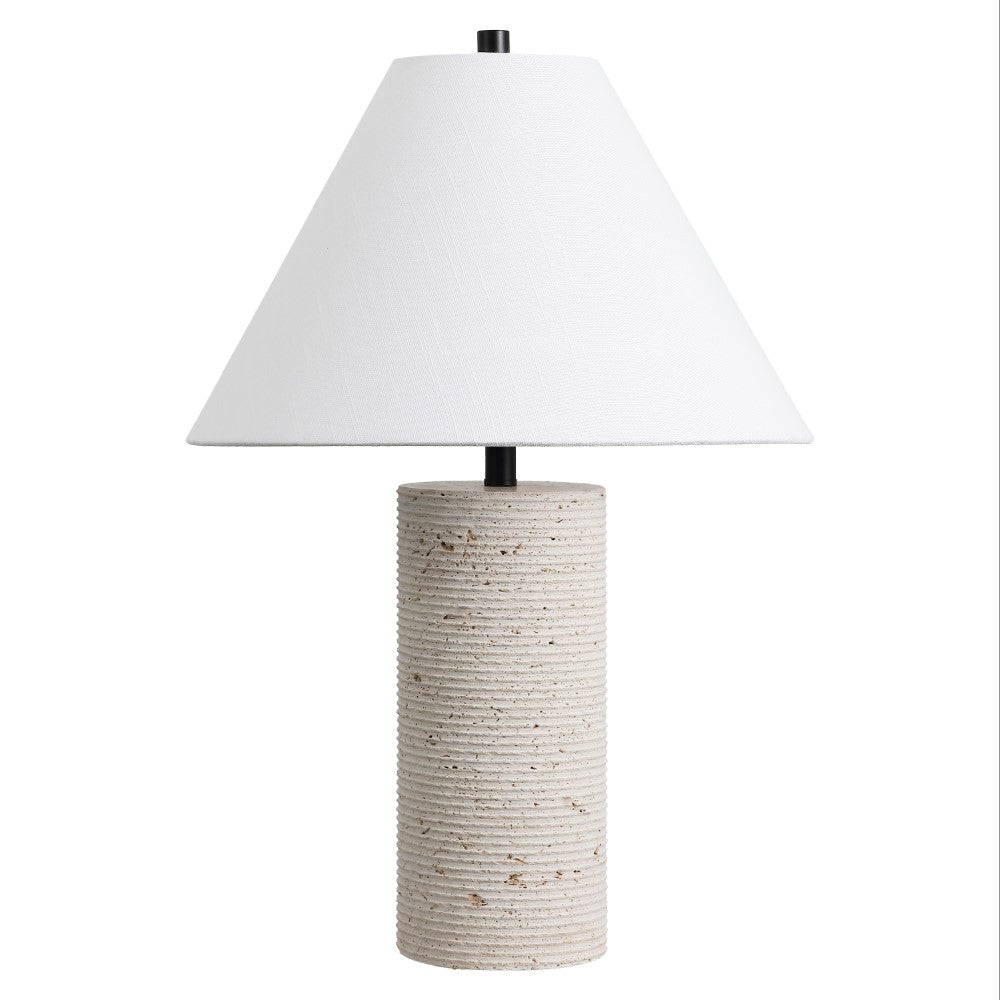 Lagoon 22.50" Modern Minimalist Travertine Column LED Table Lamp
