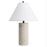 Lagoon 22.50" Modern Minimalist Travertine Column LED Table Lamp