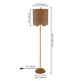 Elyzo 63.5" Coastal Bohemian Scallop Shade Rattan/Metal LED Floor Lamp with Pull Chain
